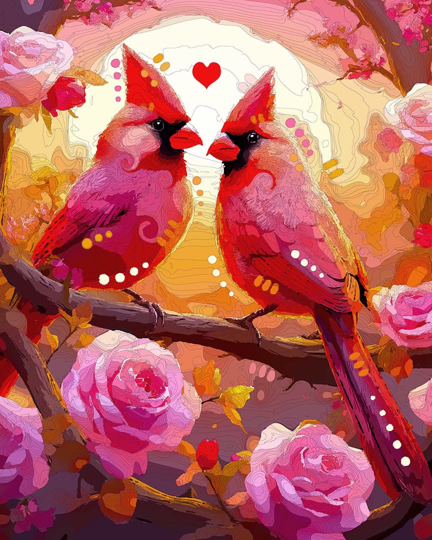 Sitting Pretty Pink Cardinals