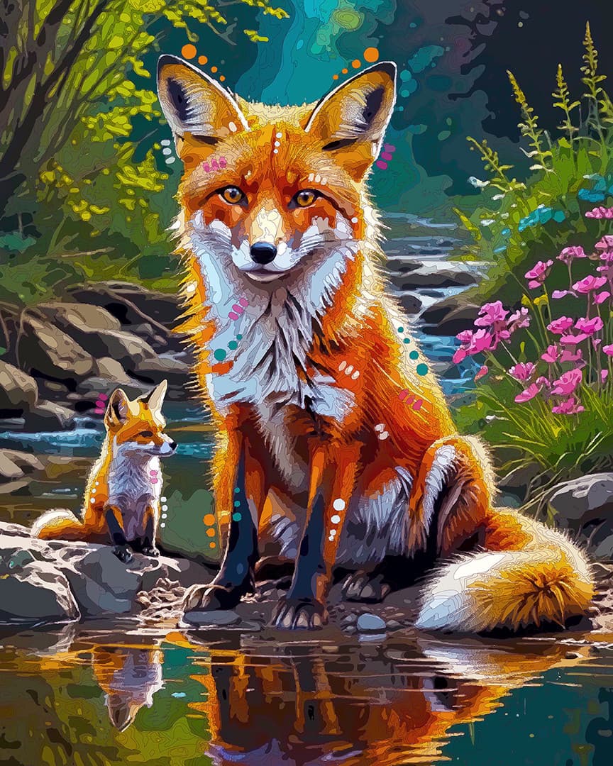 Afternoon Riverbank Foxes